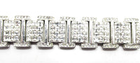 Vintage Jewelry Dazzling 1940s Retro Diamante Geometric Link Bracelet - Close Up - Thumbnail