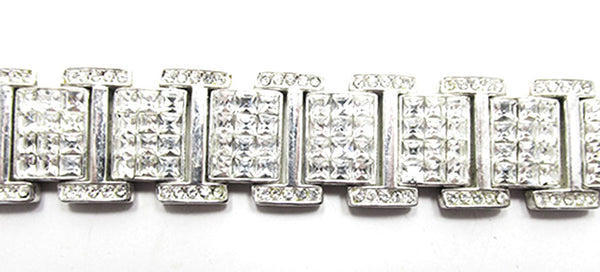 Vintage Jewelry Dazzling 1940s Retro Diamante Geometric Link Bracelet - Close Up