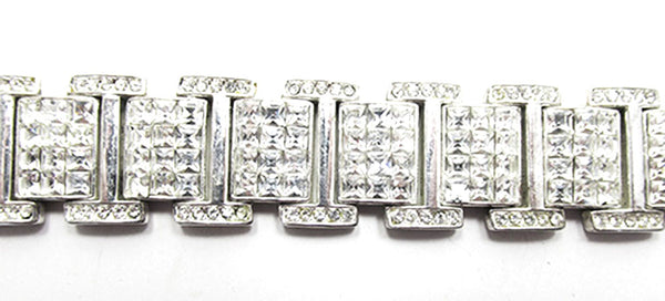 Vintage Jewelry Dazzling 1940s Retro Diamante Geometric Link Bracelet - Close Up