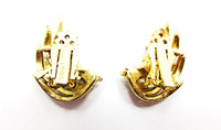 Lisner 1950s Vintage Jewelry Flawless Topaz Diamante Floral Earrings - Back - Thumbnail