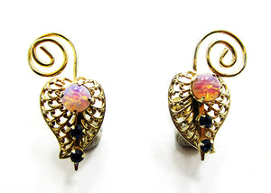 Vintage 1950s Jewelry Dazzling Mid-Century Diamante Cabochon Earrings