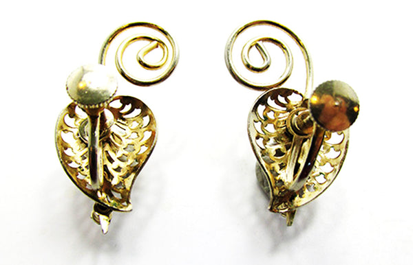 Vintage 1950s Jewelry Dazzling Mid-Century Diamante Cabochon Earrings
