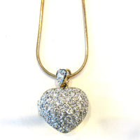 Ross Simons Vintage 2000s Designer CZ and Gold Plated Heart Locket - Close Up - Thumbnail