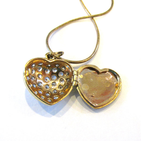 Ross Simons Vintage 2000s Designer CZ and Gold Plated Heart Locket - Opened Locket