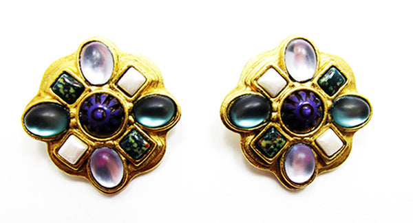 Vintage Costume Jewelry 1980s Diamante Pendant and Earrings Set - Earrings