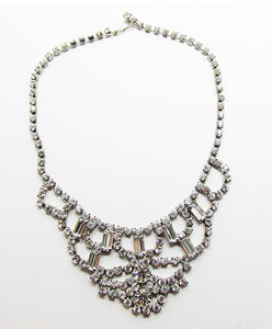 Vintage 1950s Dazzling Mid-Century Rhinestone Bib Necklace