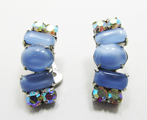 La Rel Vintage Unique Mid-Century 1950s Blue Moonstone Earrings