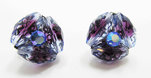 Vogue Vintage Mid-Century Distinctive Purple Bead Button Earrings