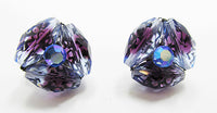 Vogue Vintage Mid-Century Distinctive Purple Bead Button Earrings - Thumbnail
