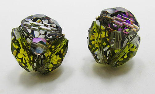 Vogue Vintage 1950s Eye-Catching Mid-Century Crystal Button Earrings