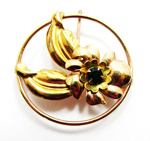 Courtly Rare Vintage 1940s Jewelry Emerald Gold Filled Pin/Pendant - Front