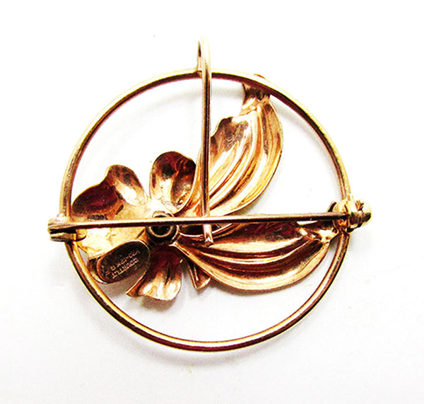 Courtly Rare Vintage 1940s Jewelry Emerald Gold Filled Pin/Pendant - Back