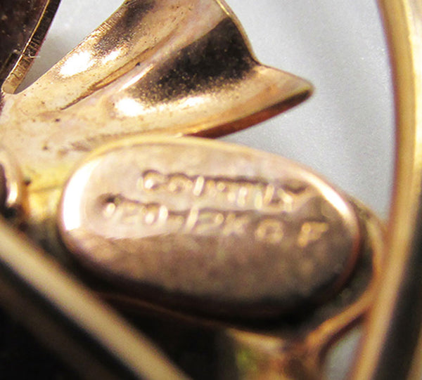 Courtly Rare Vintage 1940s Jewelry Emerald Gold Filled Pin/Pendant - Signature