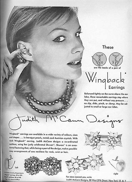 Judith McCann Vintage 1940s Wonderful Wingback Topaz Earrings